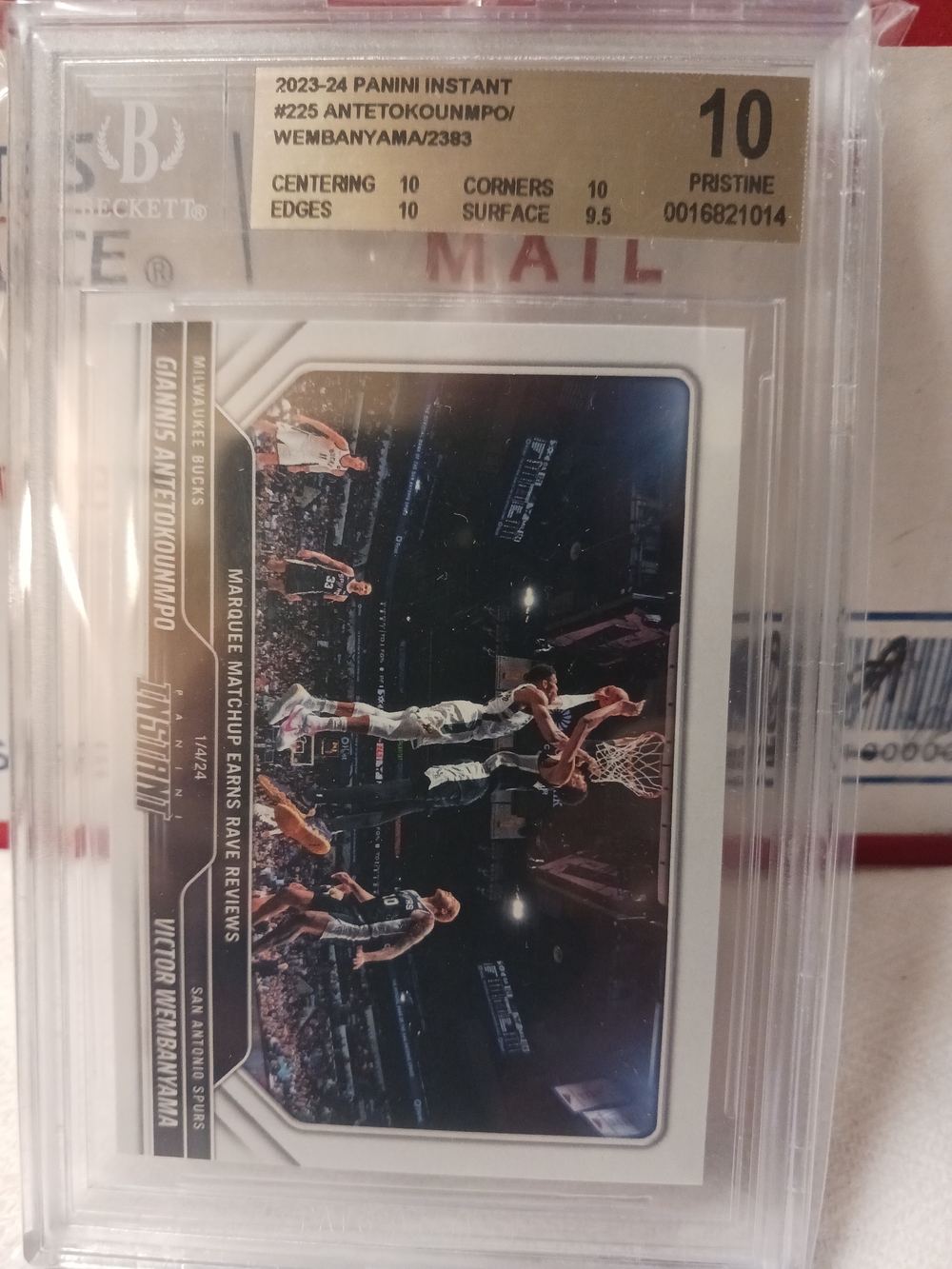 2023PANINI INSTANT VICTOR WEMBANYAMA (RC)/ GIANNIS BGS PRISTINE 10.   1/2383